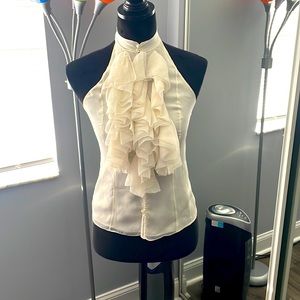 Rugby Ralph Lauren Cream Ruffled Halter Top